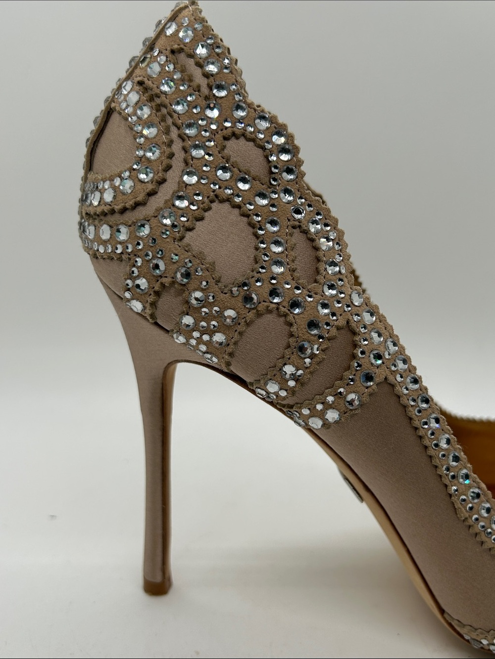 Badgley Mischka Rouge Nude Crystal Pointed-Toe Stiletto Heels Shoes **Sz 7.5**🔥🔥 - Picture 7 of 8